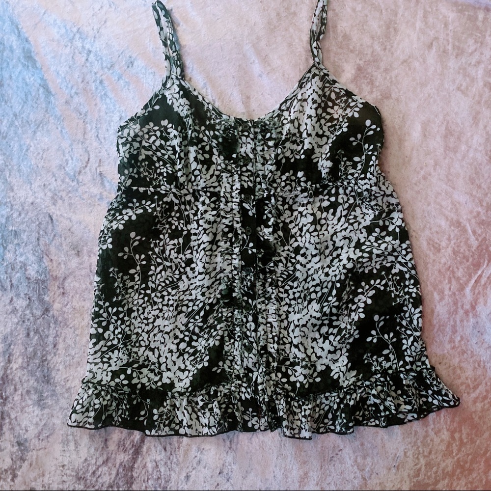 Express Raw Edge Ruffle Button Down Cami